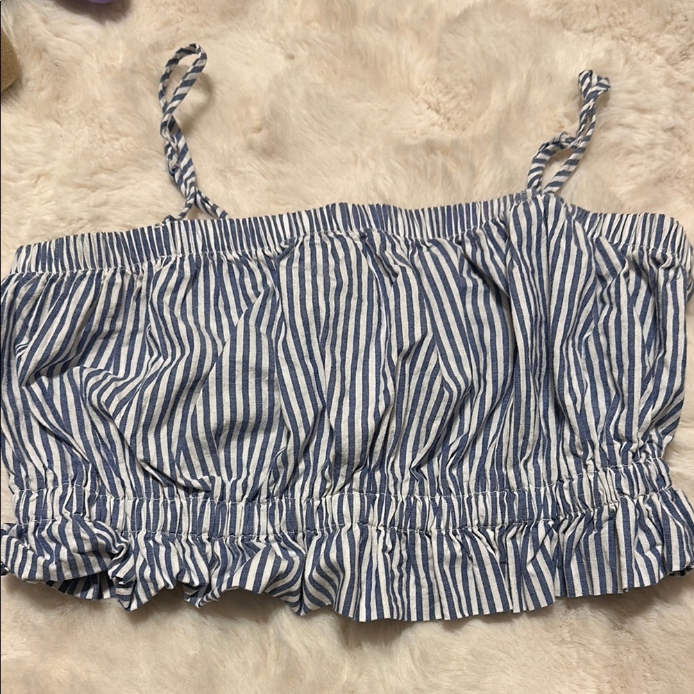 LA Hearts Blue and White Striped Top